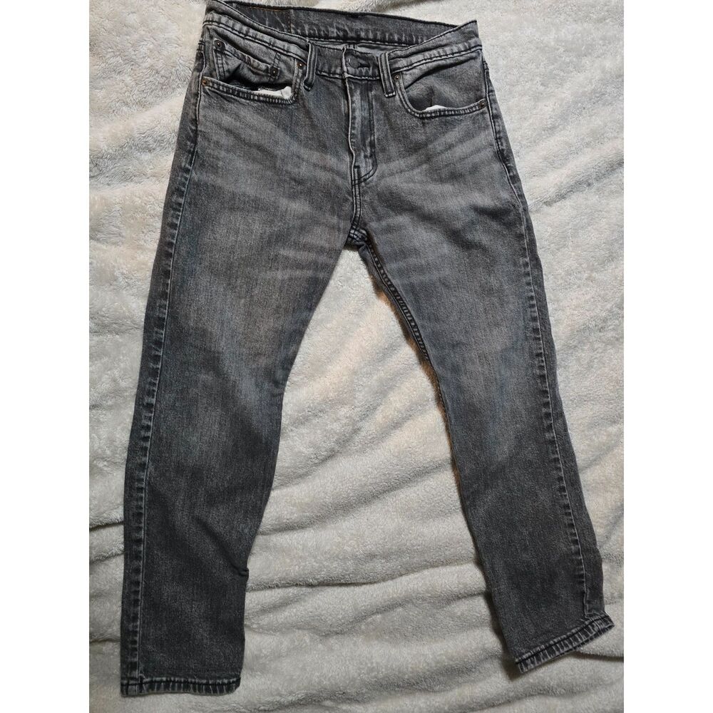 Levi's 502 Regular Taper Fit Jeans Men's 31x30 Grey Black Acid Wash Denim